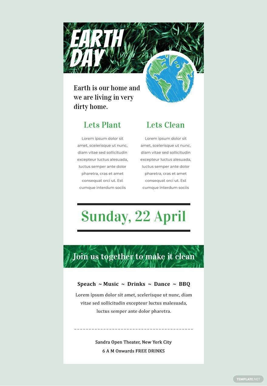 April newsletter template for Earth Day