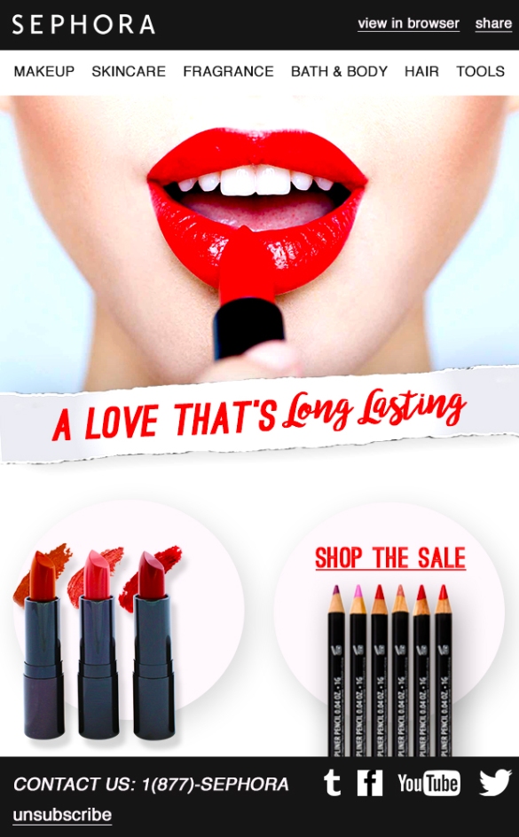 Lipstick day sale July newsletter example by Sephora