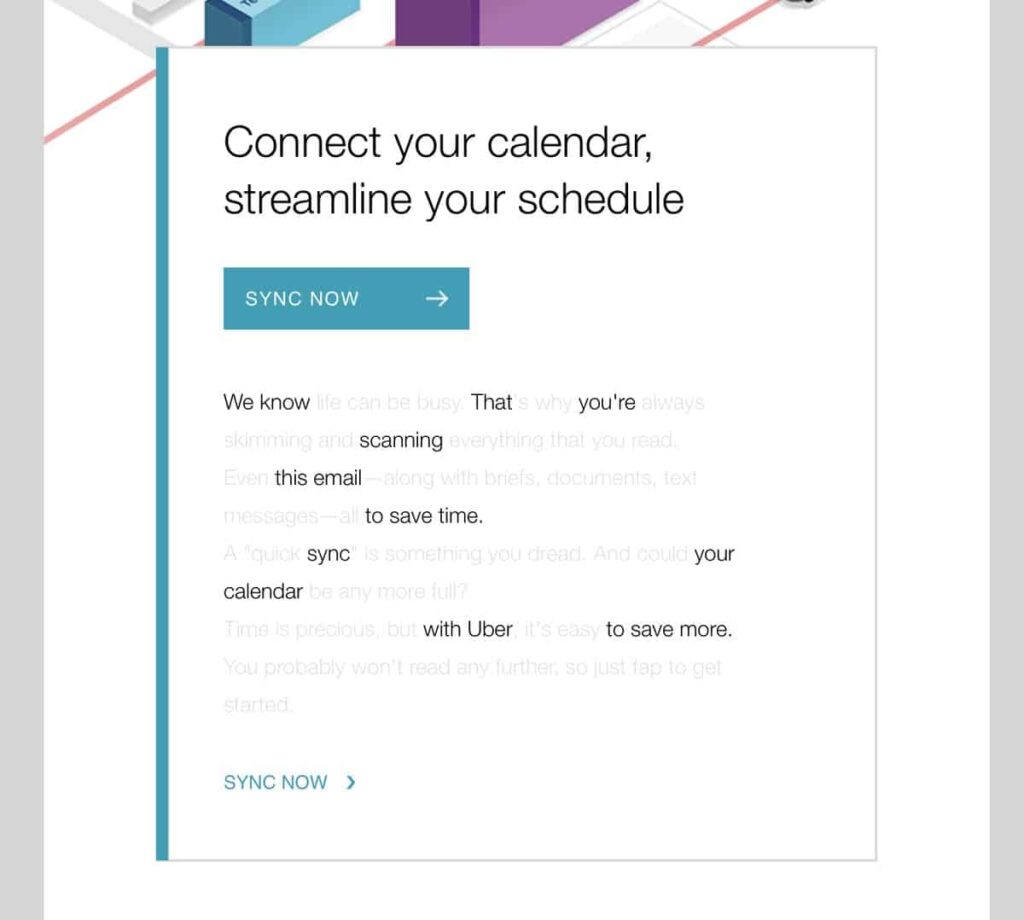 Uber Calendar Email Campaign