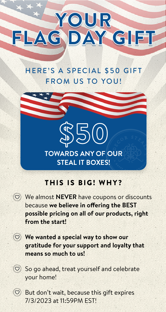 Flag Day June newsletter with gift coupon