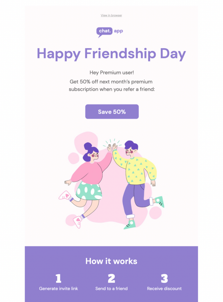 Friendship Day August newsletter example