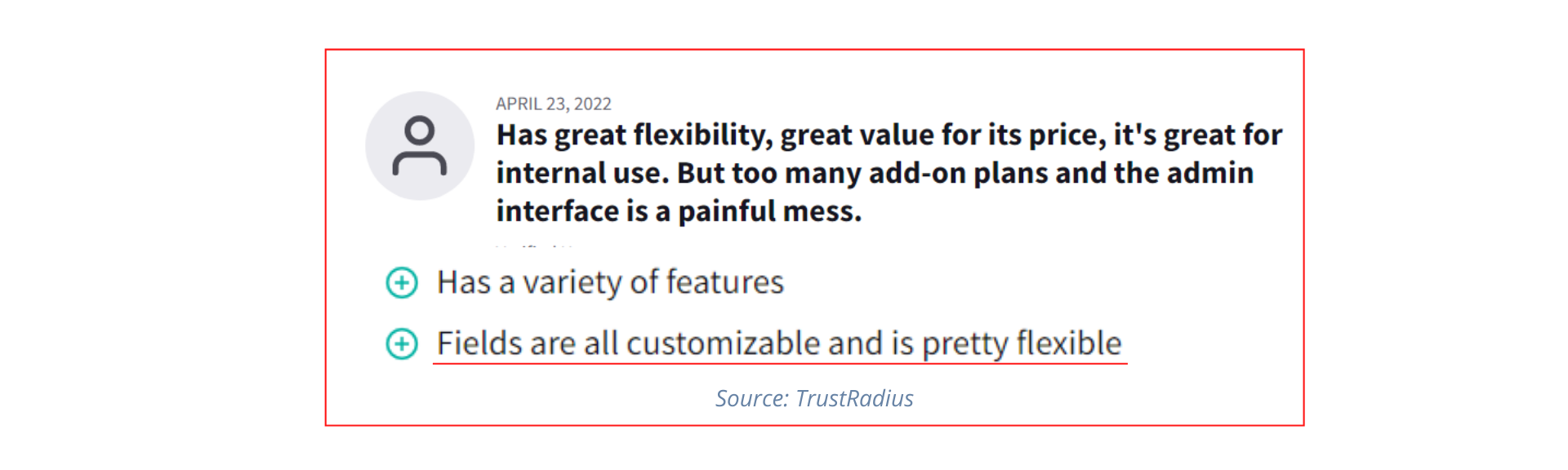 Zoho user review on TrustRadius